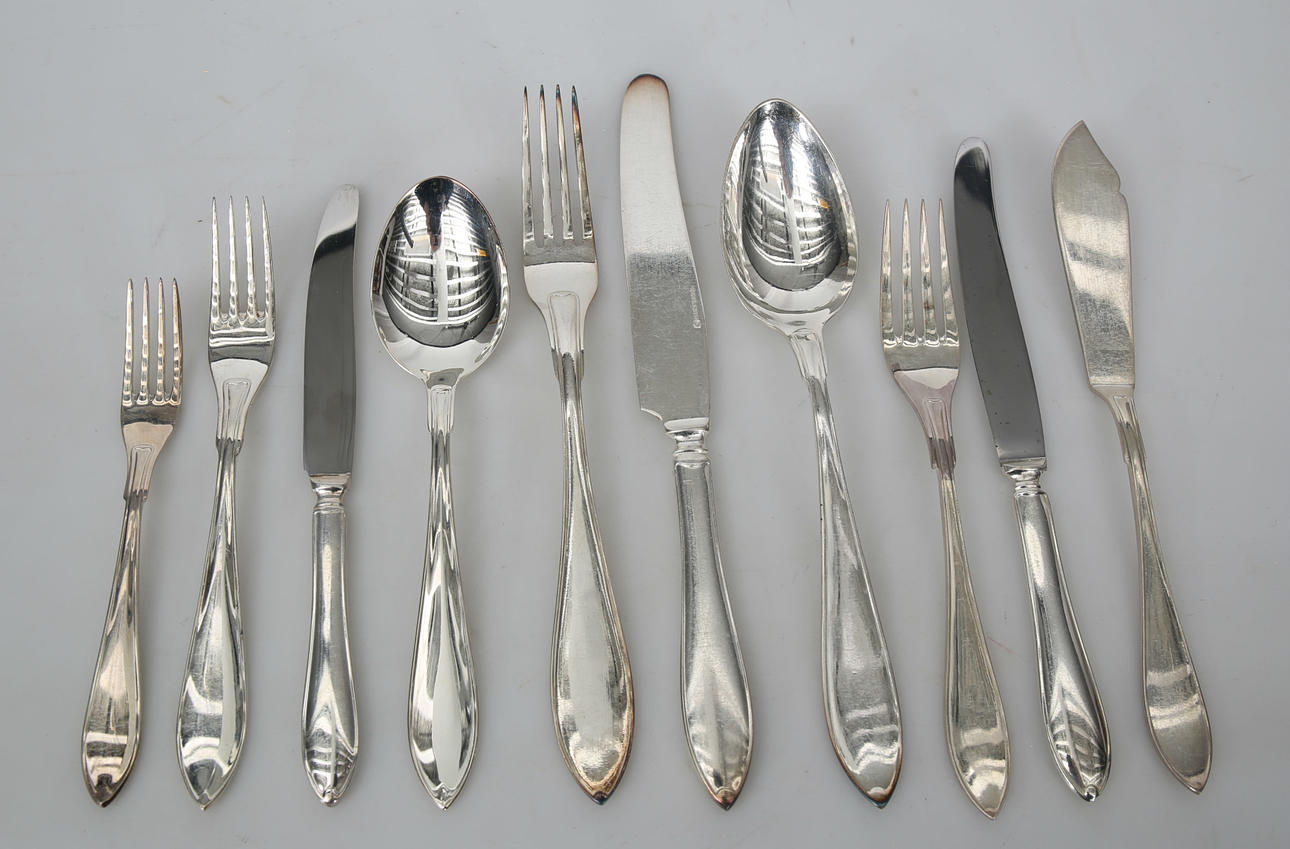 BESTICK, nysilver, "Svensk modell", 127 delar, 1900-tal.