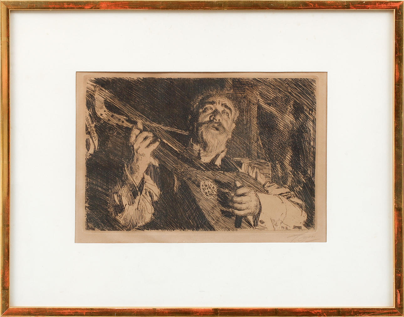 ANDERS ZORN. "Vicke", etsning, signerad.