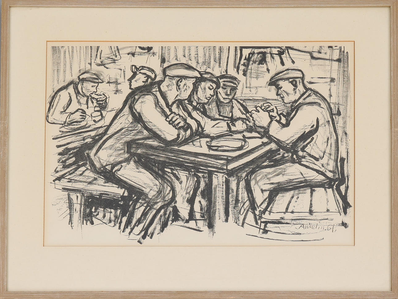 ALBIN AMELIN. Lithograph, "paus", signed, dated -61.