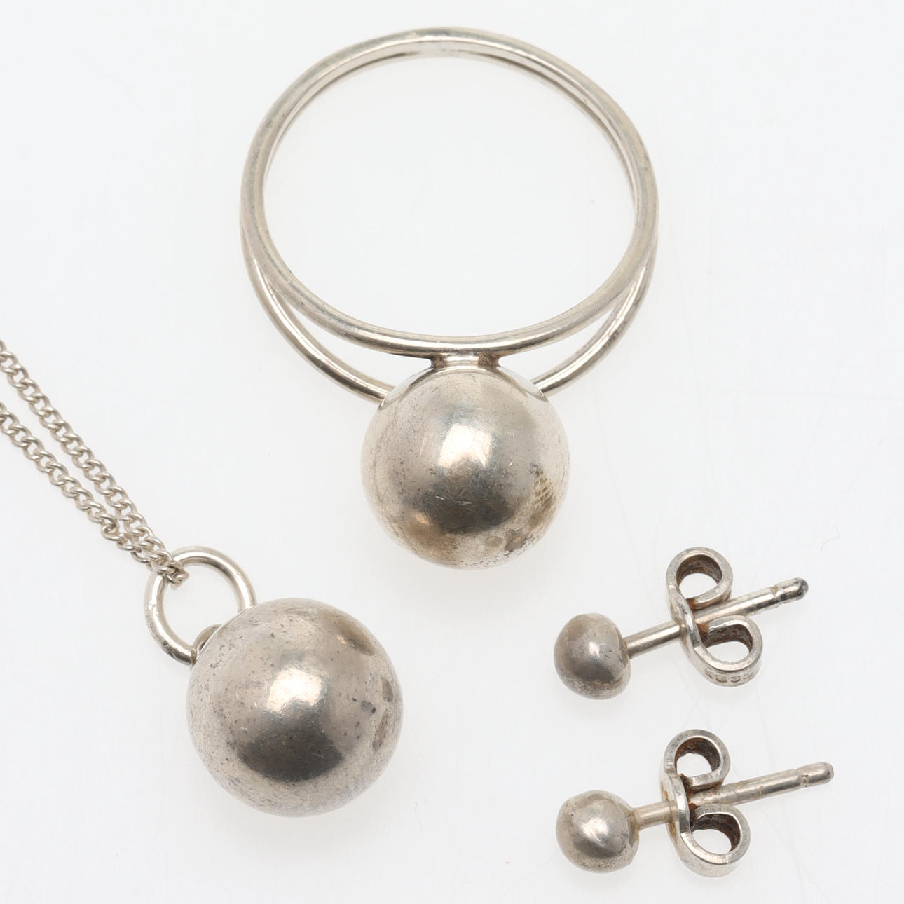 SMYCKESSET, 3 delar, kula, silver.