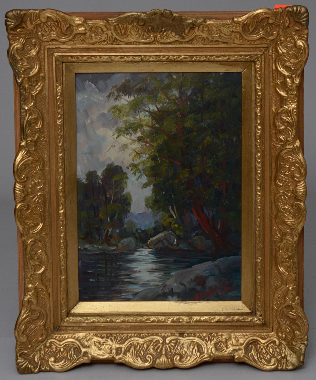 MAX HELLBERGH. FIESTA DEL BOSQUE, óleo sobre Tabla.