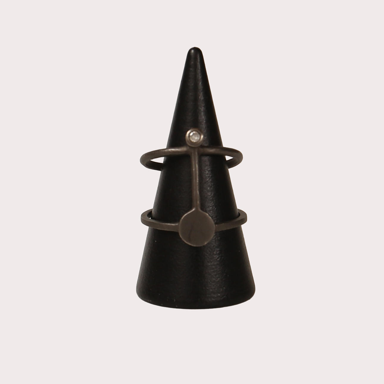 RING, oxidized silver with diamond approx. 0.05 ct, signed Björg.