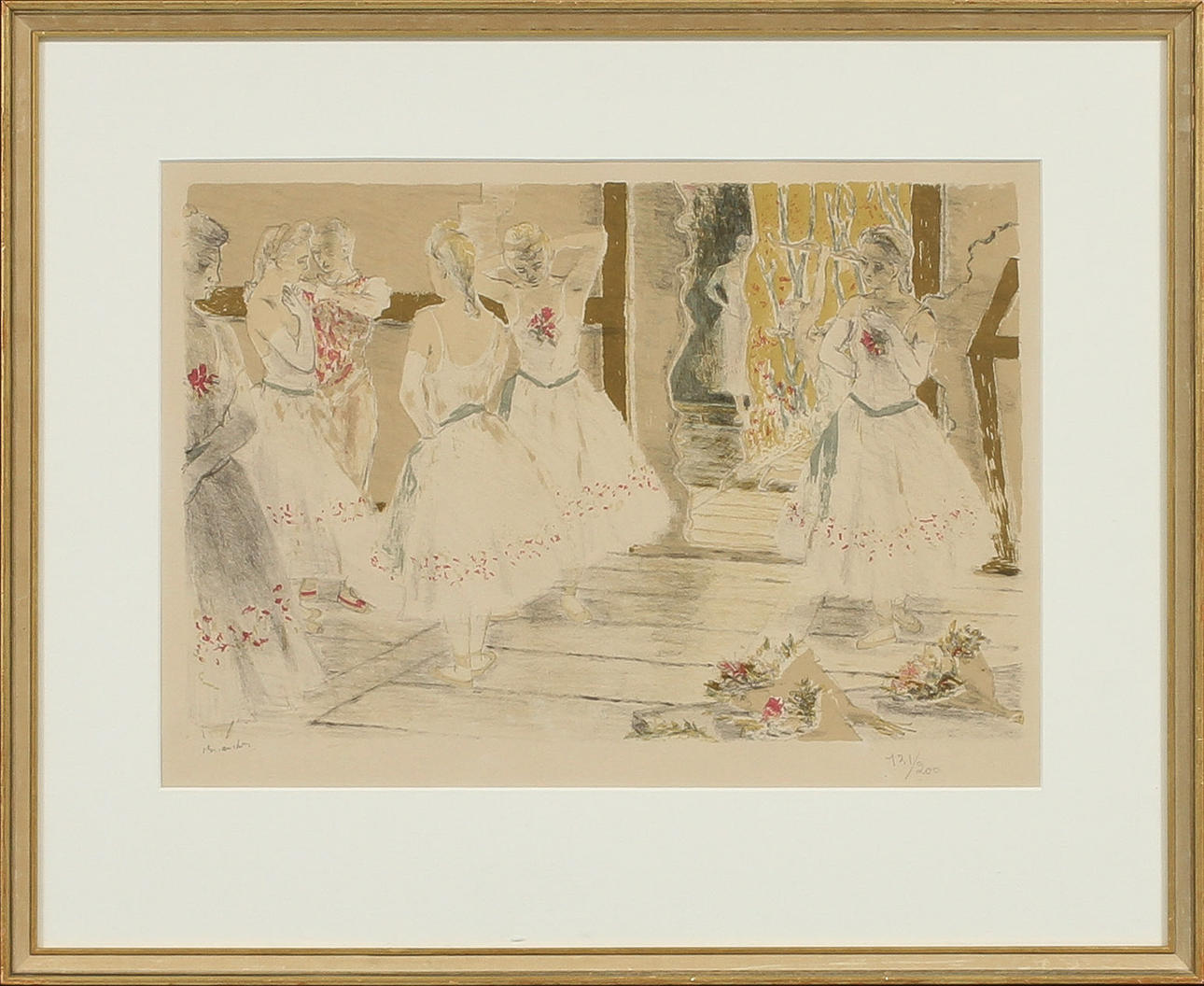 MAURICE BRIANCHON. Figurscen, litografi, sign o numrerad 131/200.