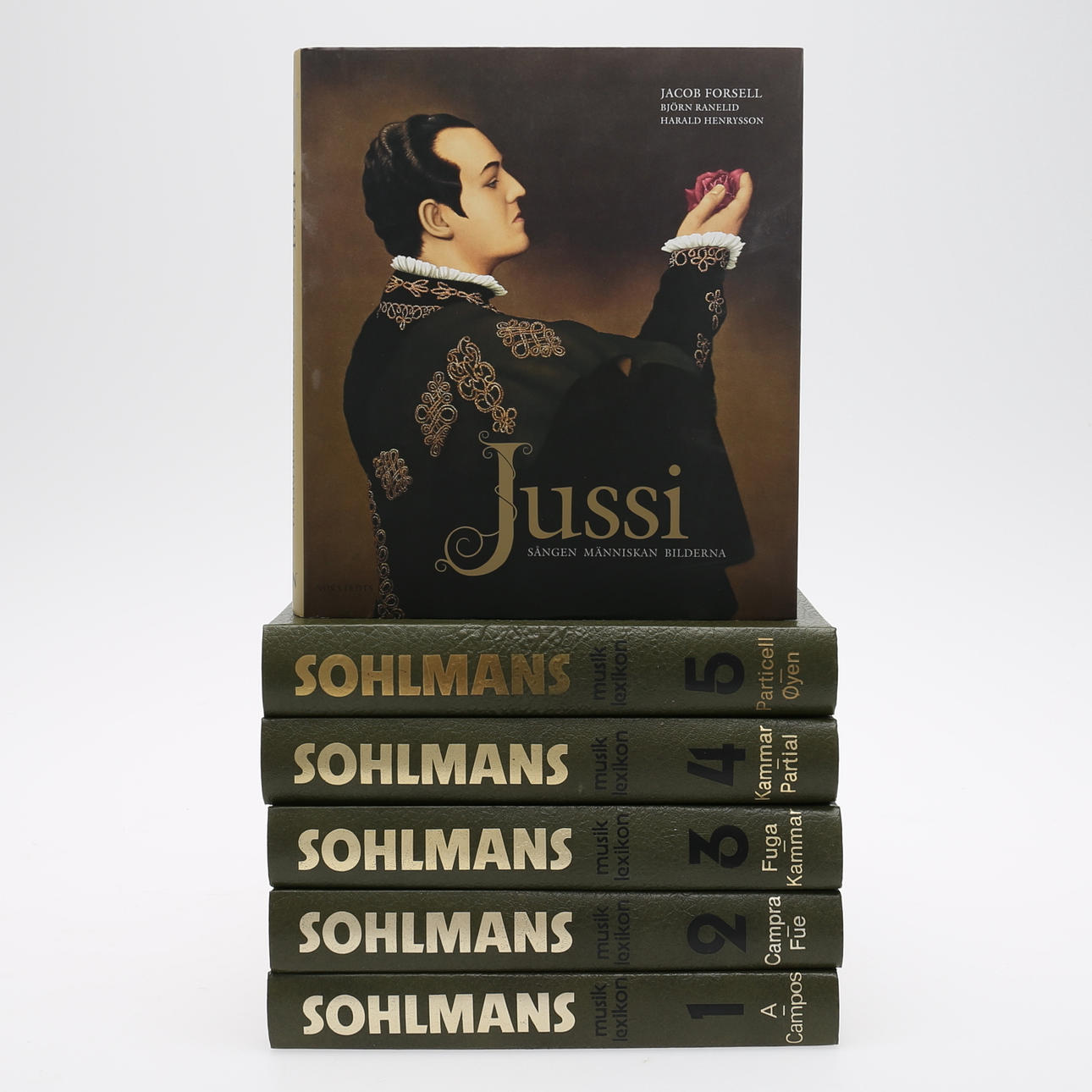 SOHLMANS MUSIKLEXIKON, 5 stycken, samt JUSSI, sången människan bilderna.