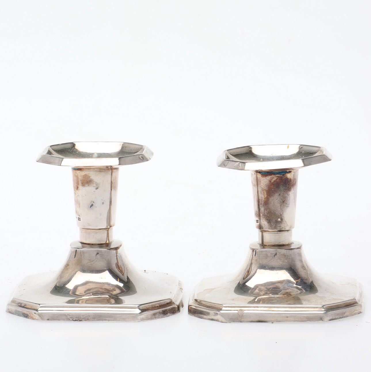 CANDLESTICKS, a pair, silver, MGAB, 1969.