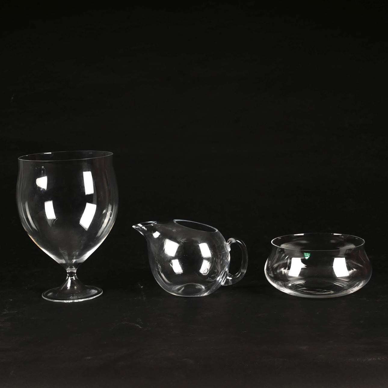 BOWLS AND PITCHER, 3 pcs, Orrefors, Vicke Lindstrand and Ingeborg ...