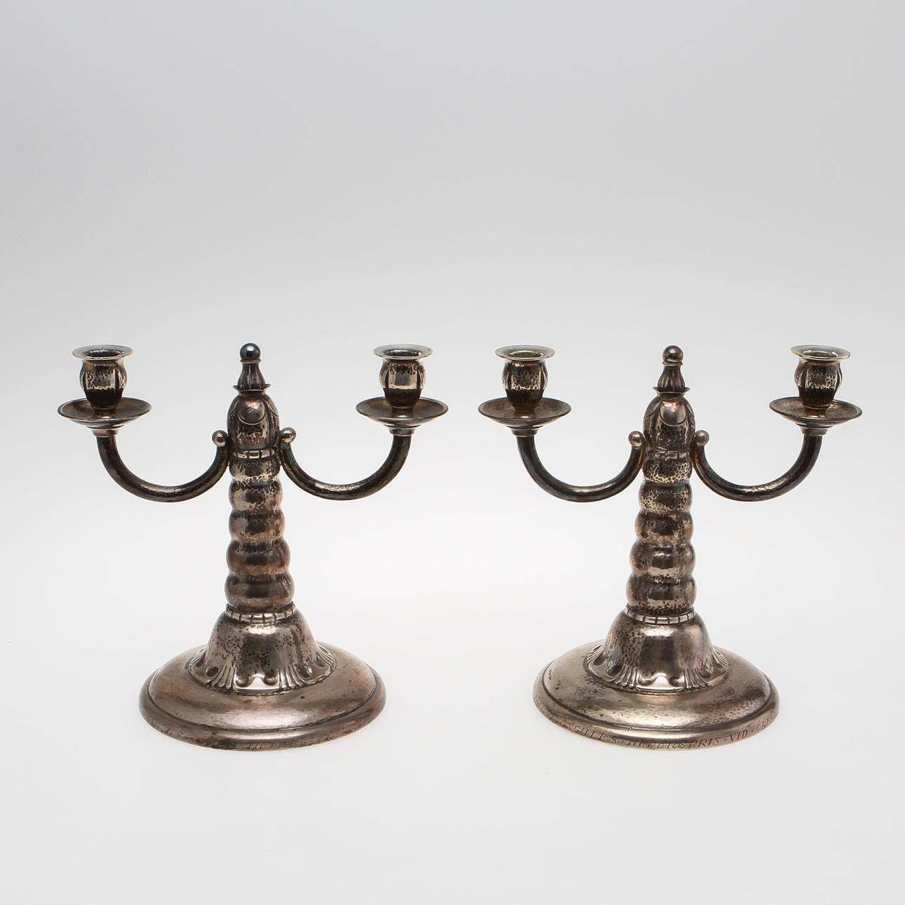 KANDELABRAR, ett par. Silver, C G Hallberg, Stockholm, 1928.