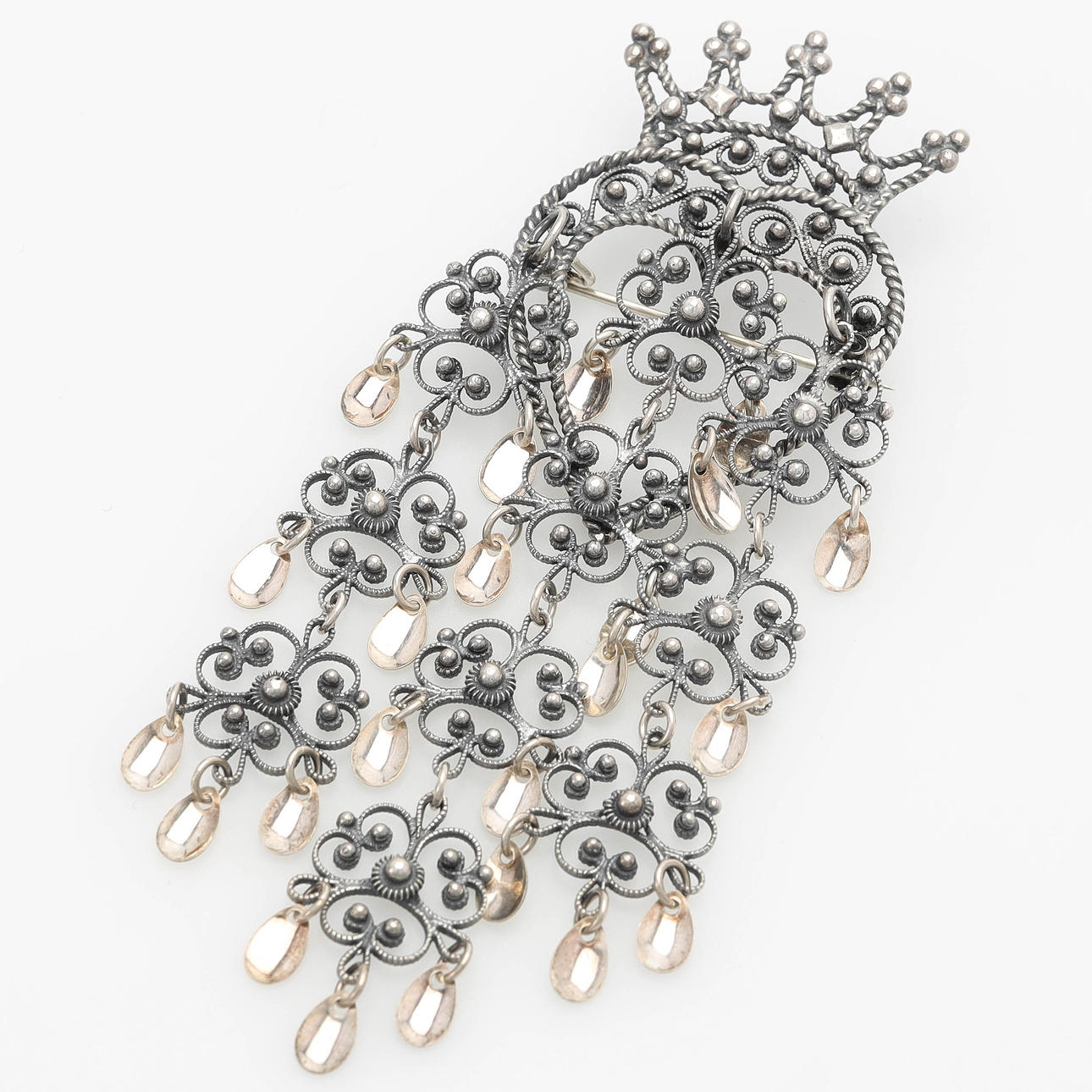 DRÄKTBROSCH, sterlingsilver, filigran, Norge.