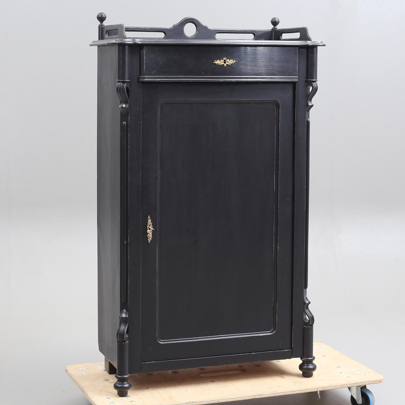 WARDROBE, so-called drängaskåp, black, 20th century.