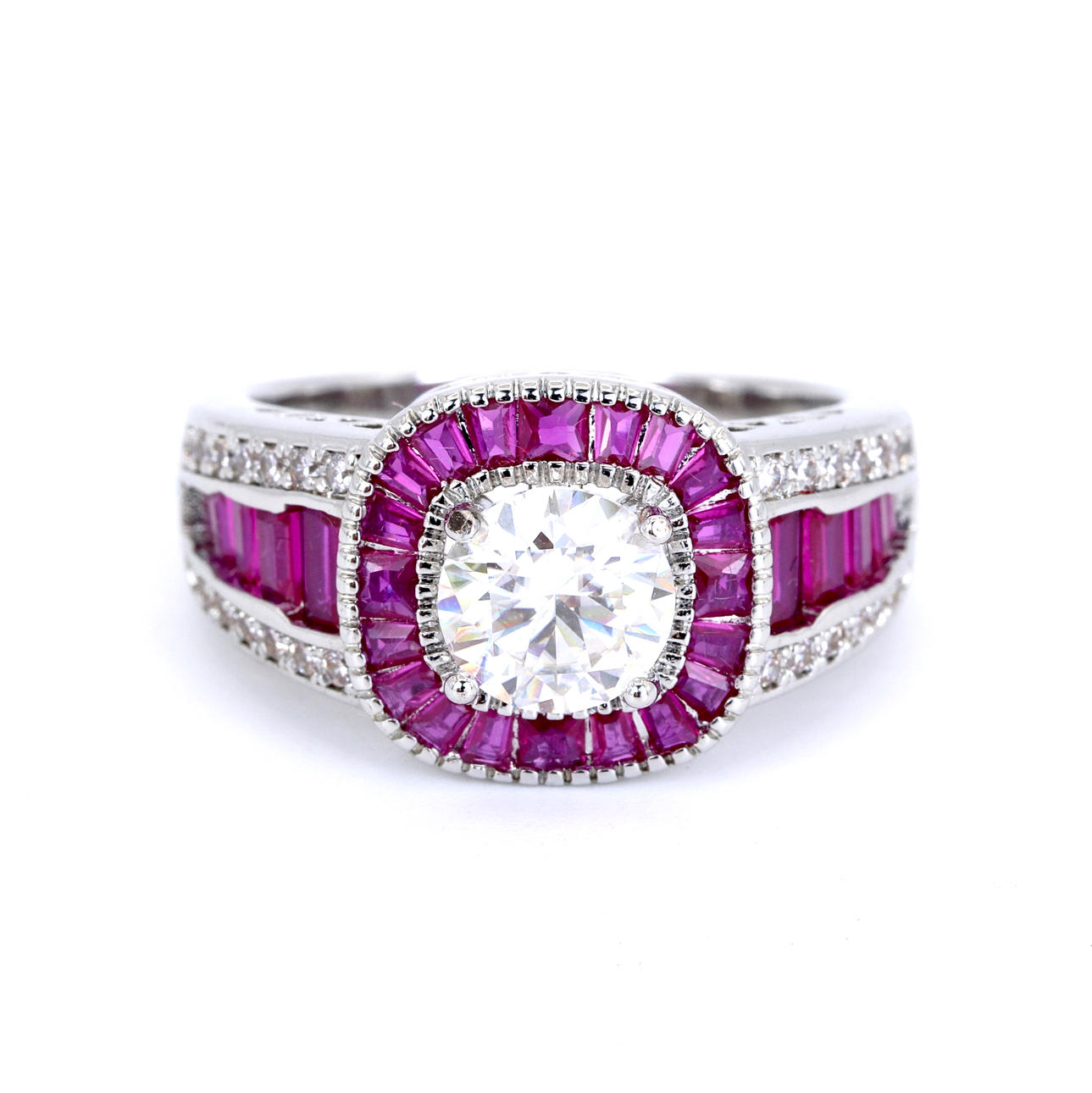 ART DECO STYLE SILVER MOISSANITE SET RING.