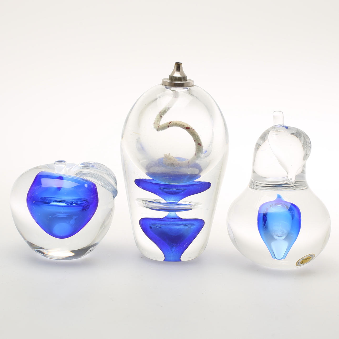 FIGURINER, 2 st, Gränna glasbruk. OLJELAMPA, glas, Vitreum.