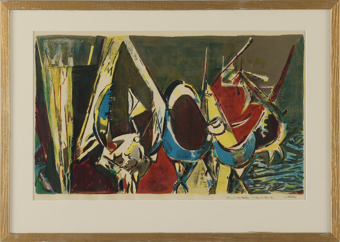 ENDRE NEMES. färglitografi, sign o dat -53.