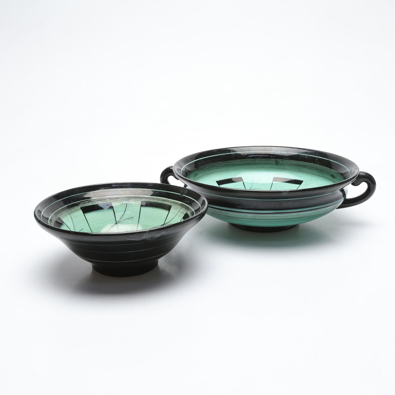 ILSE CLAESSON. BOWLS 2 pcs, earthenware, art deco, Rörstrand.