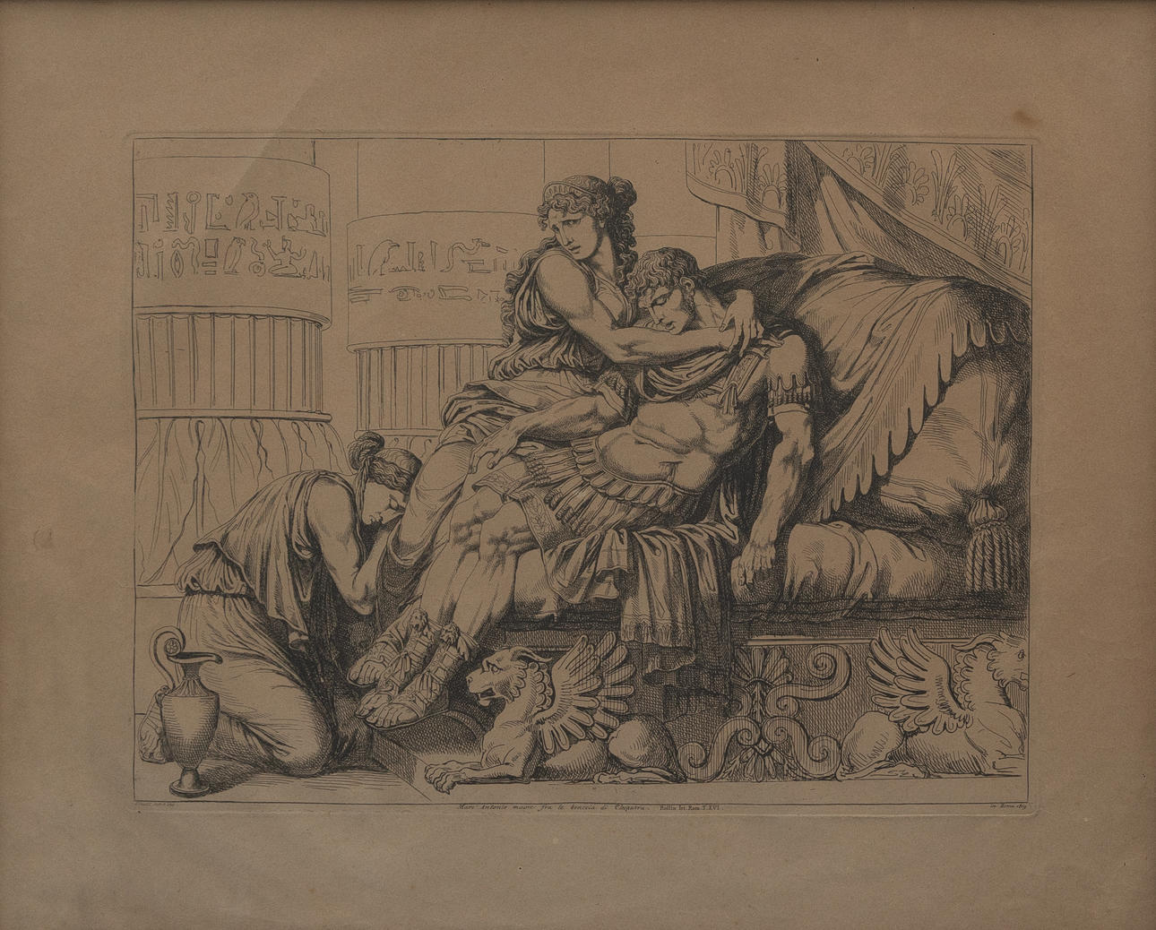 BARTOLOMEO PINELLI. Marcus Antonius och Kleopatra, etsning, Rom 1819.