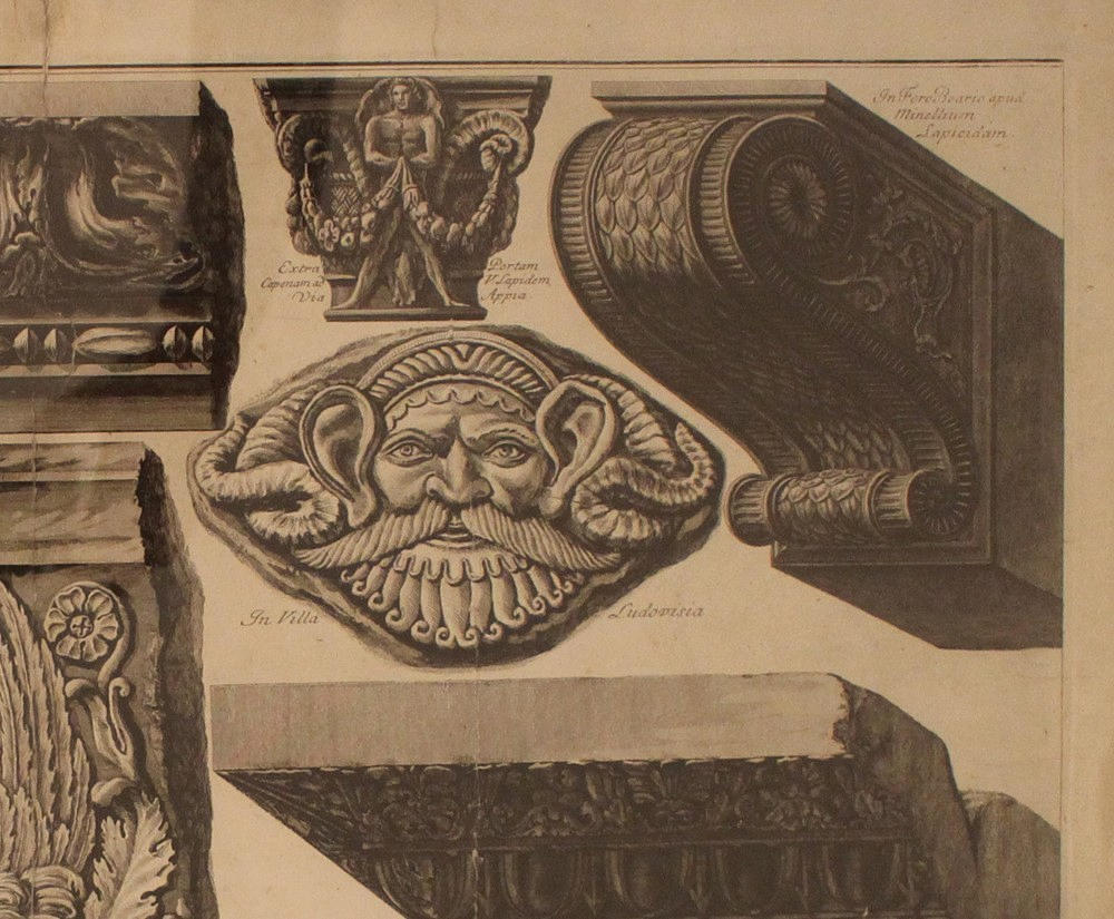 GIOVANNI BATTISTA PIRANESI. kopparplatta gravyr, antika ornament.