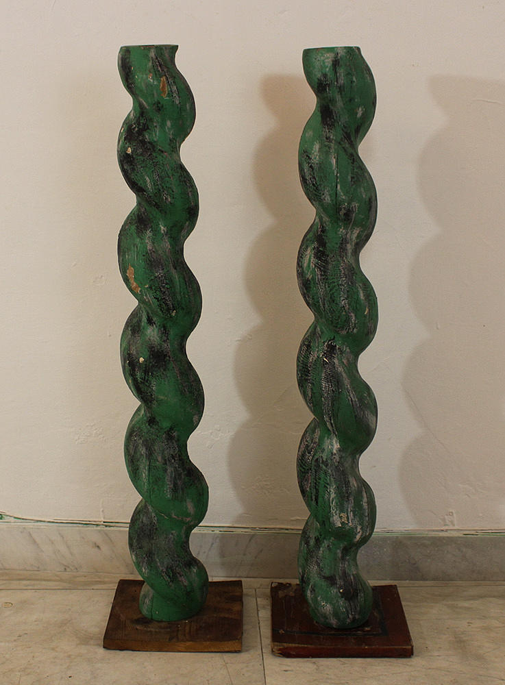 KOLONNER, 2 delar, trä, barock, 1700-tal.