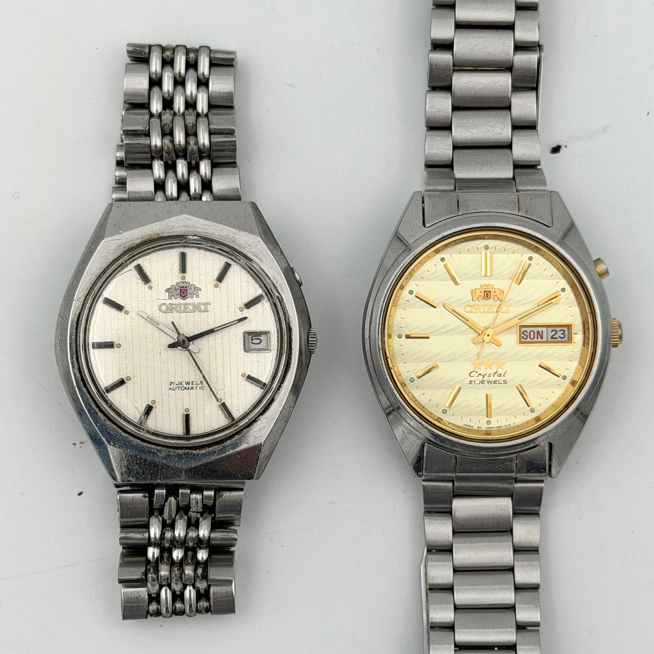 ORIENT, 2 st, armbandsur, 1970/80-tal, automatic, stål.