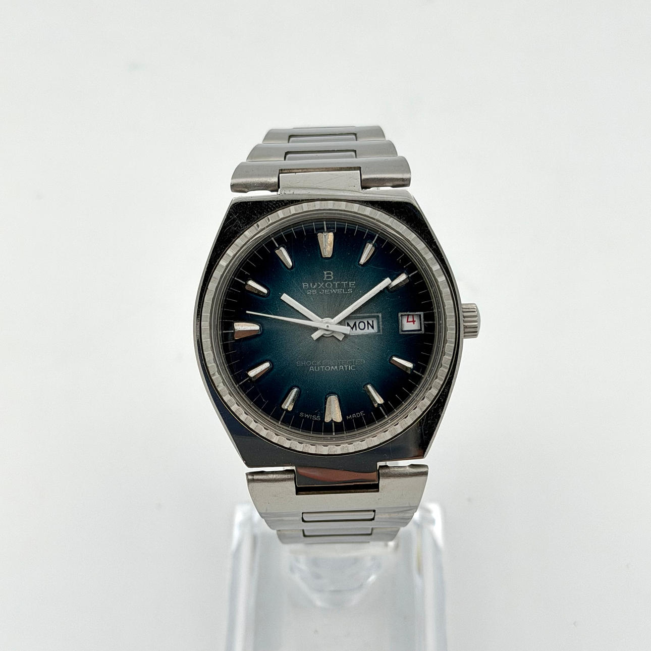 BUXOTTE, armbandsur, 1970/80-tal, automatic, stål.