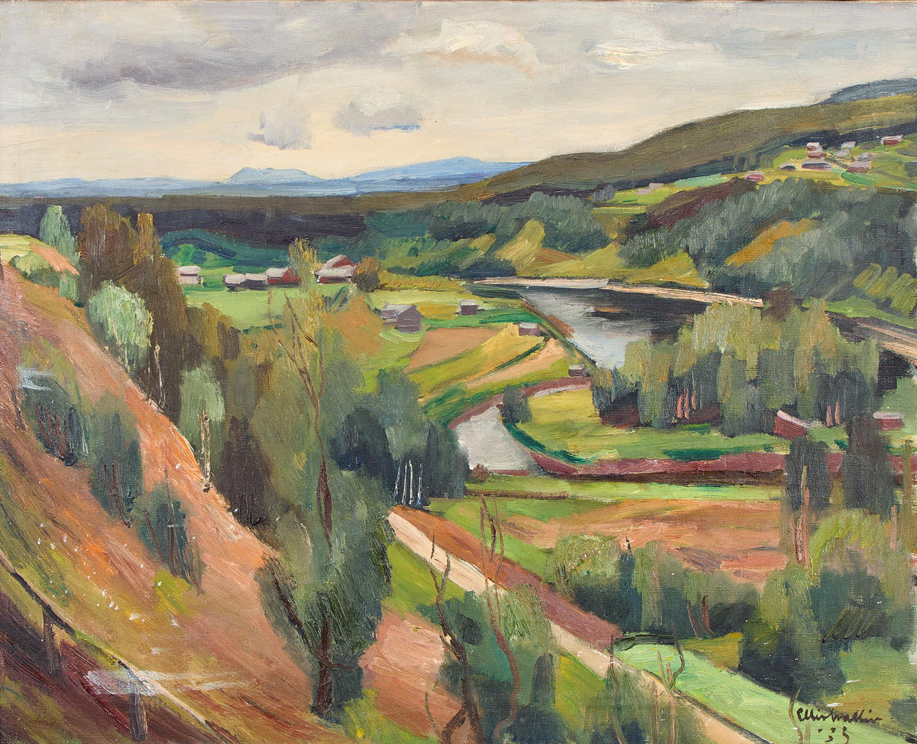ELLIS WALLIN. River landscape.