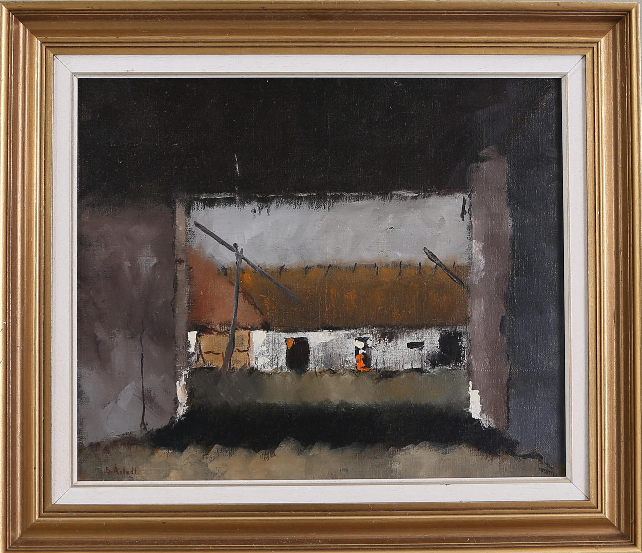 BO ÅSTEDT. Gårdsmotiv, olja på duk, signerad.