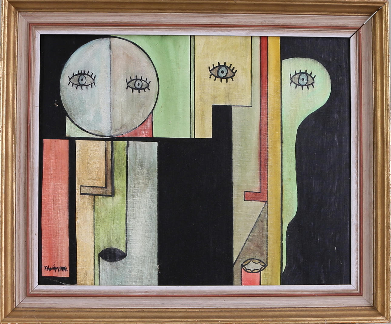 KJELL HOBJER. "Oenighet", olja på duk, signerad och daterad 1979.