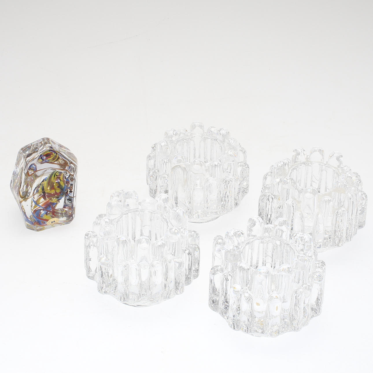 LJUSSTAKAR, 4 st samt BREVPRESS, Polar Hurricane, Göran Wärff, Kosta Boda samt Reijmyre.