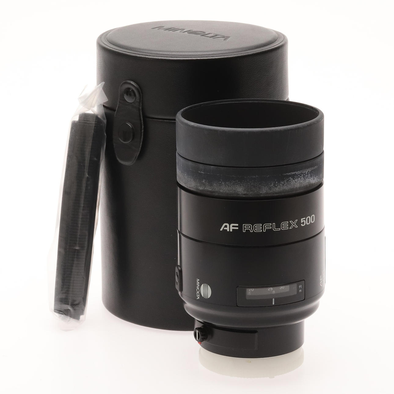 LENS, MINOLTA AF Reflex 500 1:8, with leather case and original 