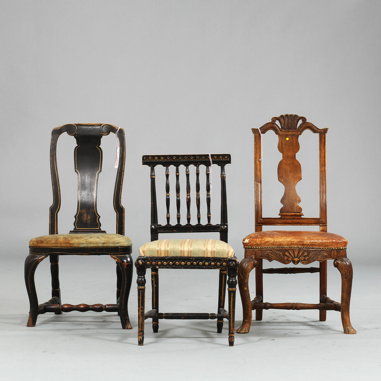 STOLAR, 3 st, varav 2 barock, 1700-tal.