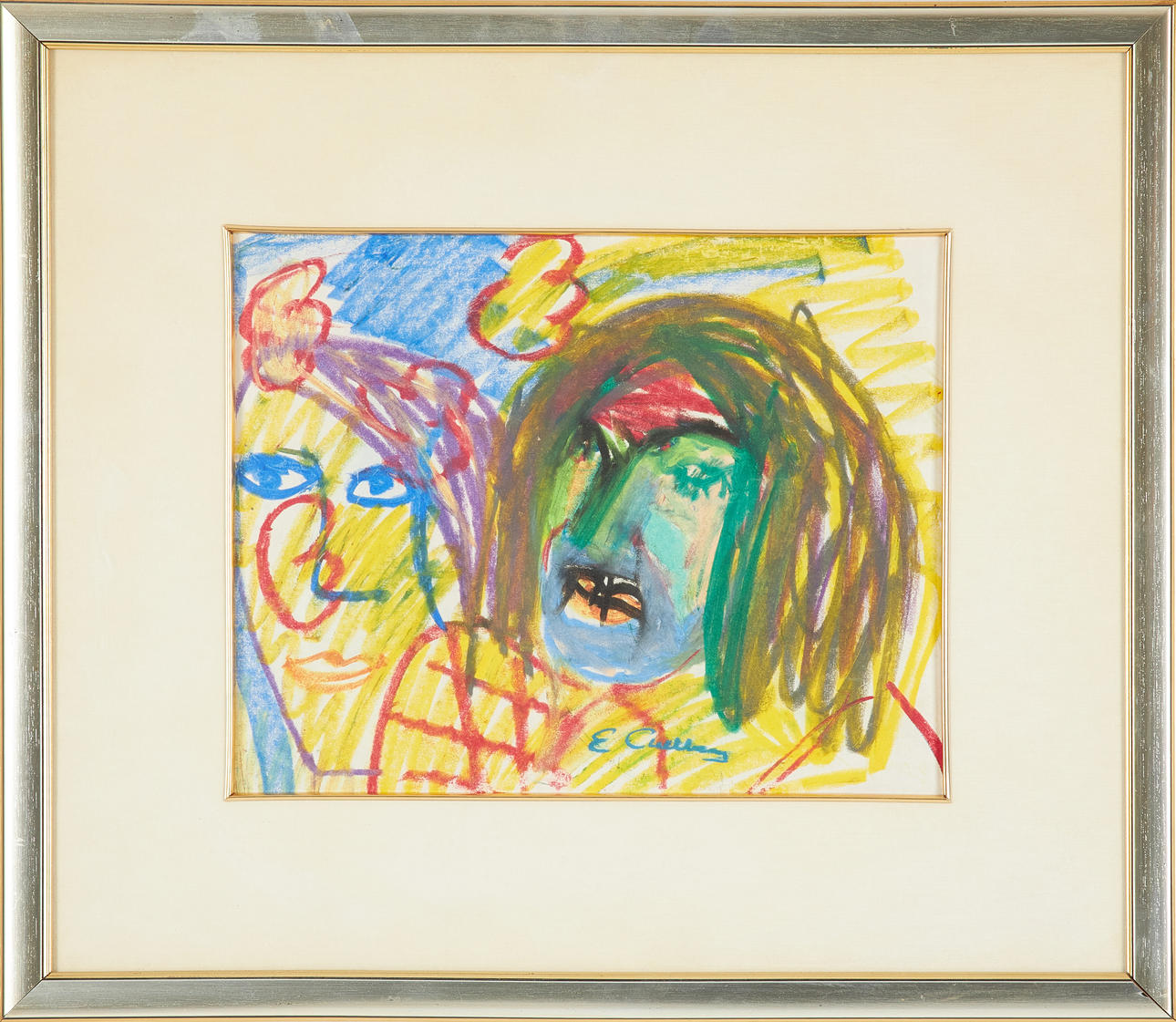 ERLAND CULLBERG. Faces, pastel, signed.