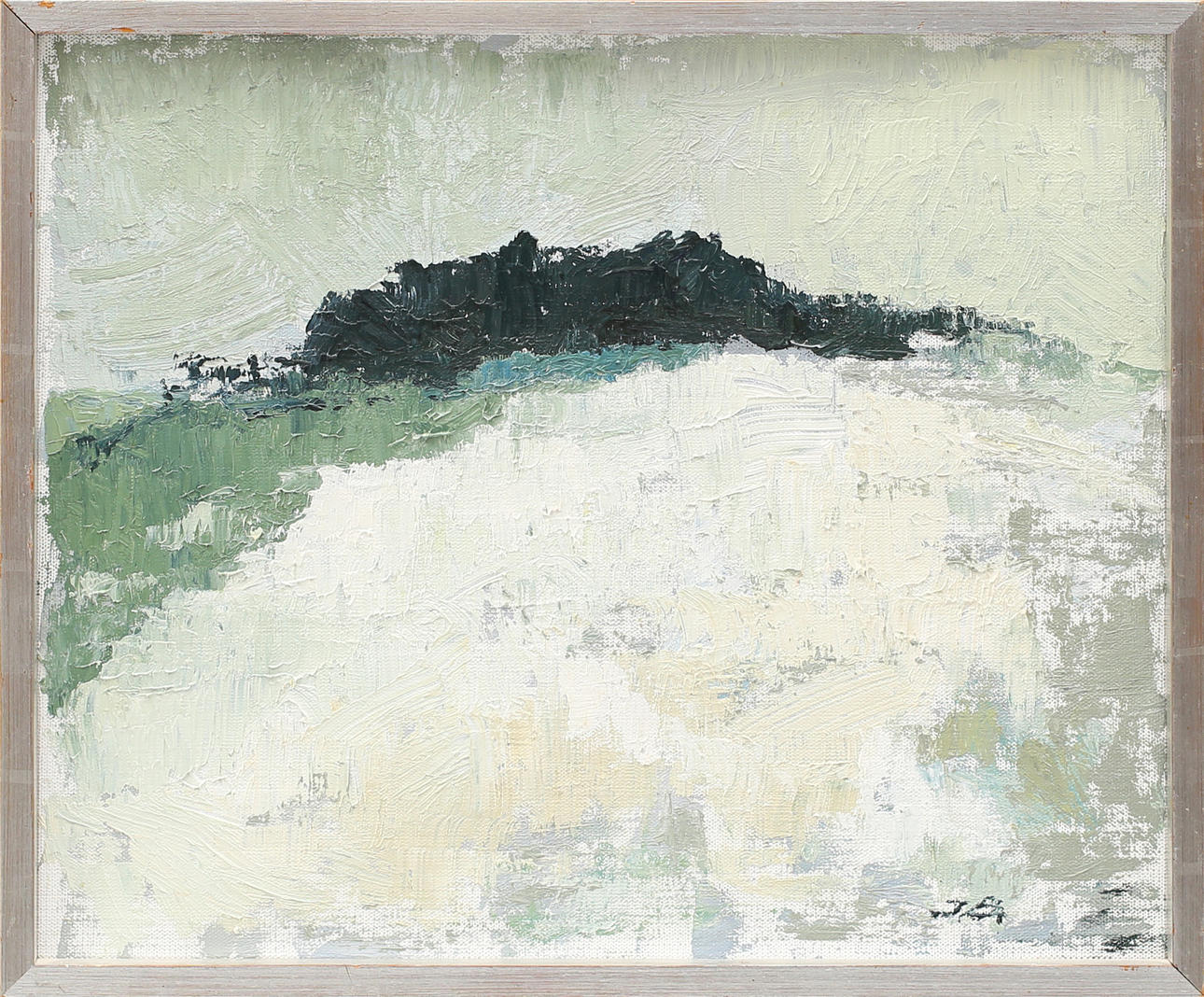 OIDENTIFIERAD KONSTNÄR. Vinter, Skåne, olja på duk, signerad JB.