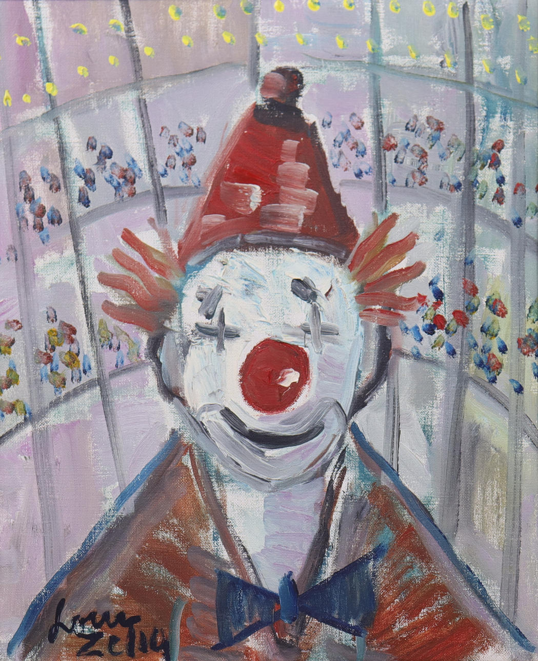 LOUIS ZELIG. oil on canvas, clown in the ring. Art - Paintings - Auctionet