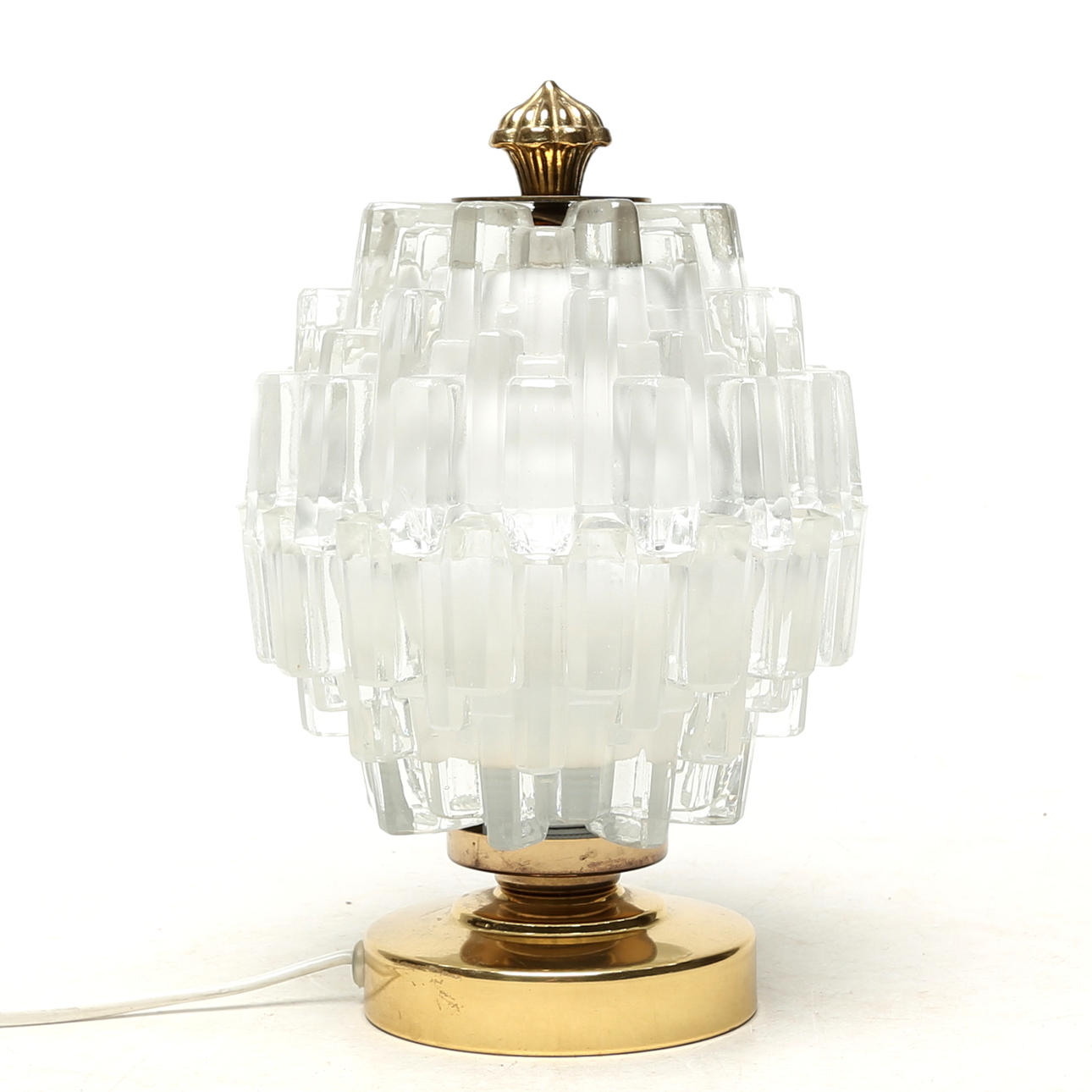 BORDSLAMPA, glas/metall.