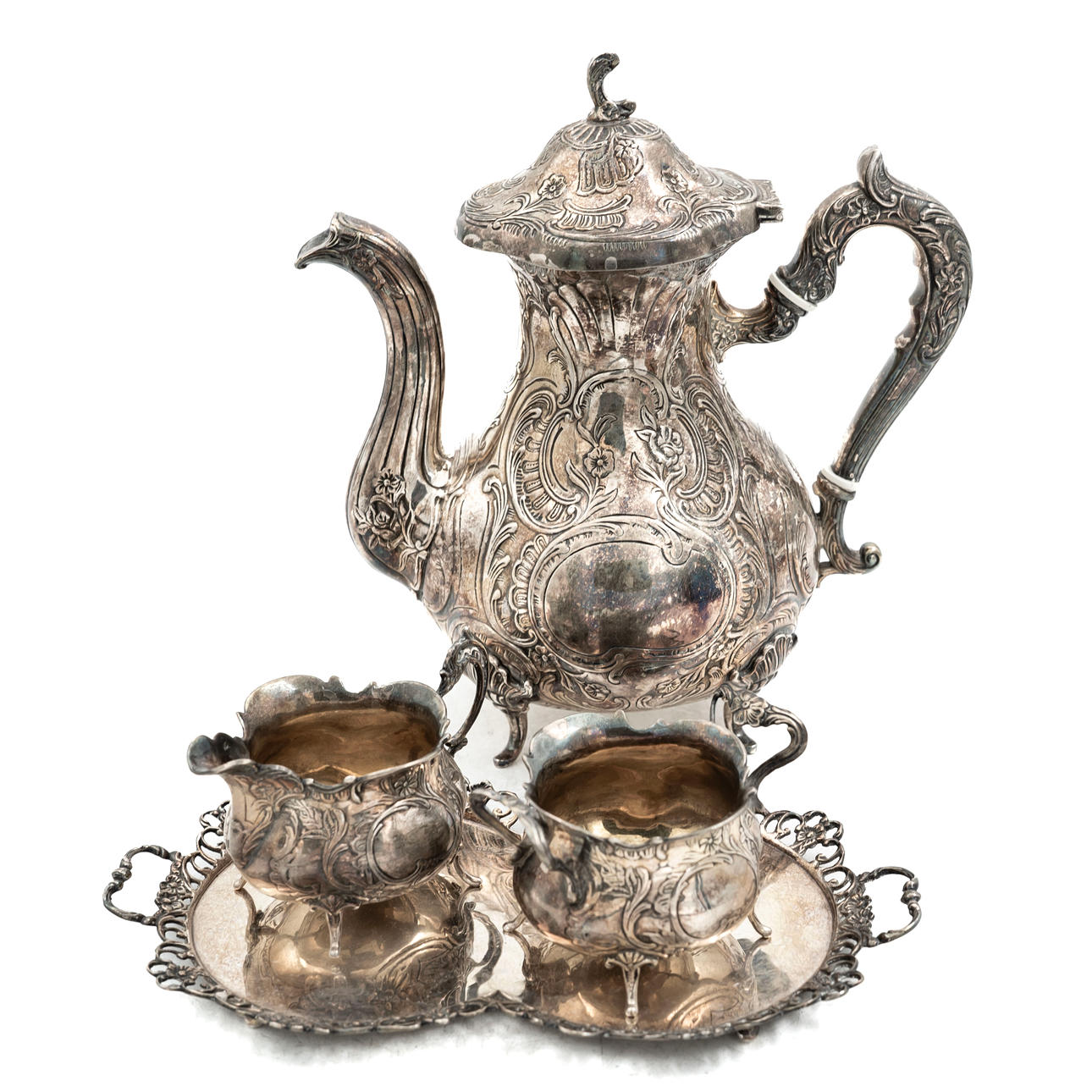 KAFFESERVIS, Silver, (4 delar), 1900-tal.