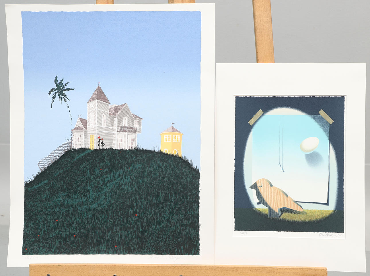 LITHOGRAPHS, 2 pcs, Helena Östergren & Ole Ahlberg, signed, numbered.