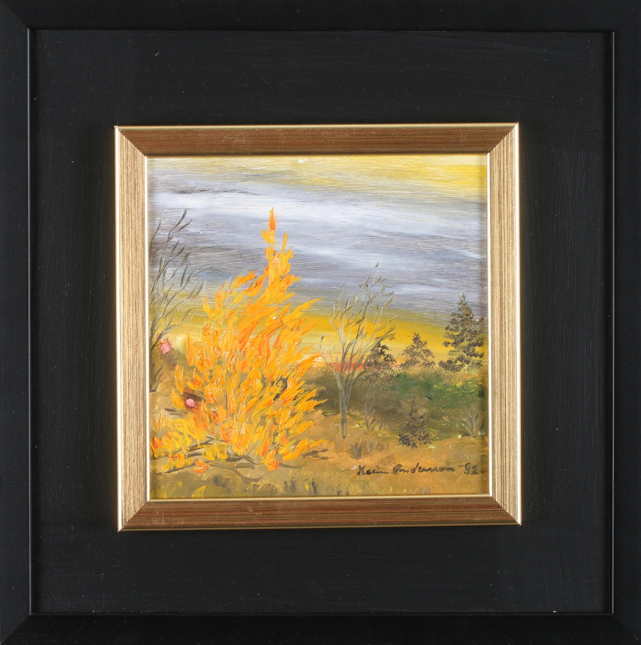 KARIN ANDERSSON. Höstträd, olja på pannå, signerad och daterad -86.