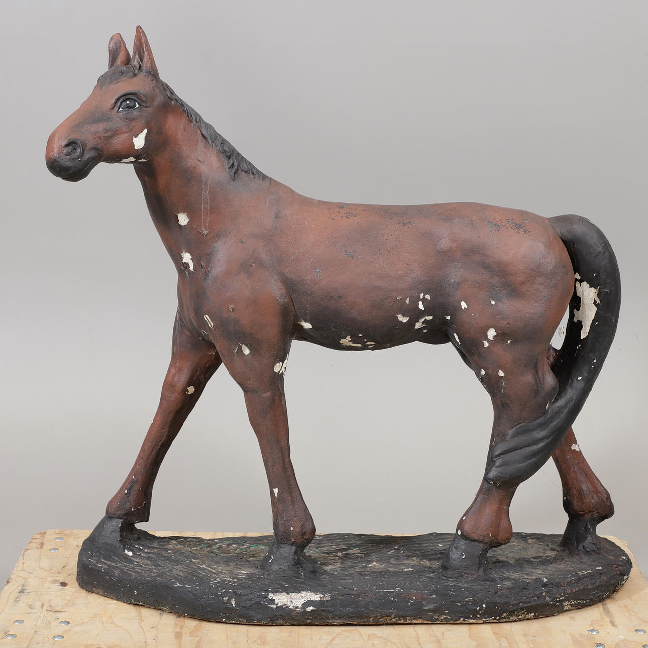 GINO MANCA. Sculpture, horse, stone composite, signed.