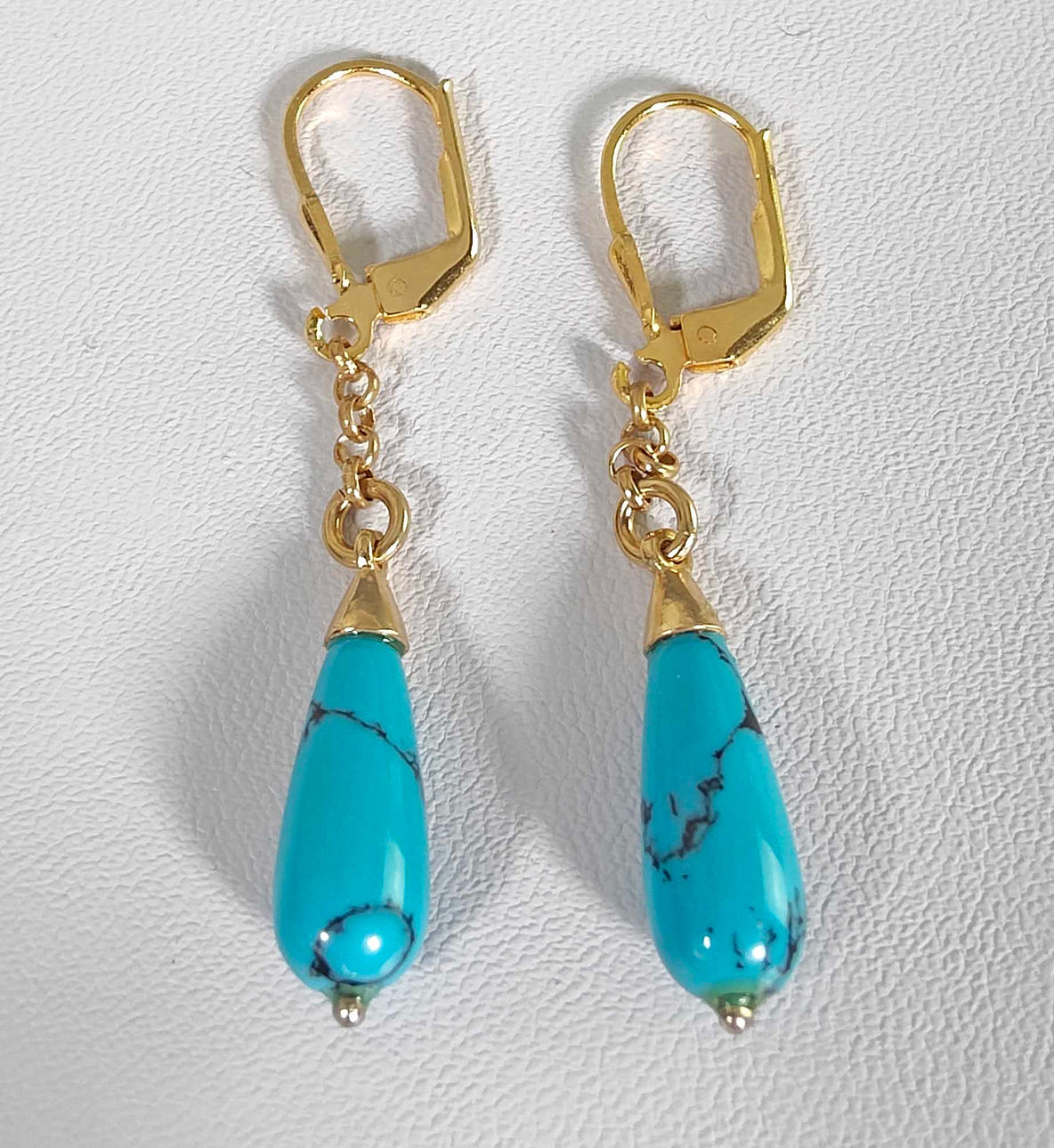 TURQUOISE EARRINGS IN 925 SILVER, gilt.