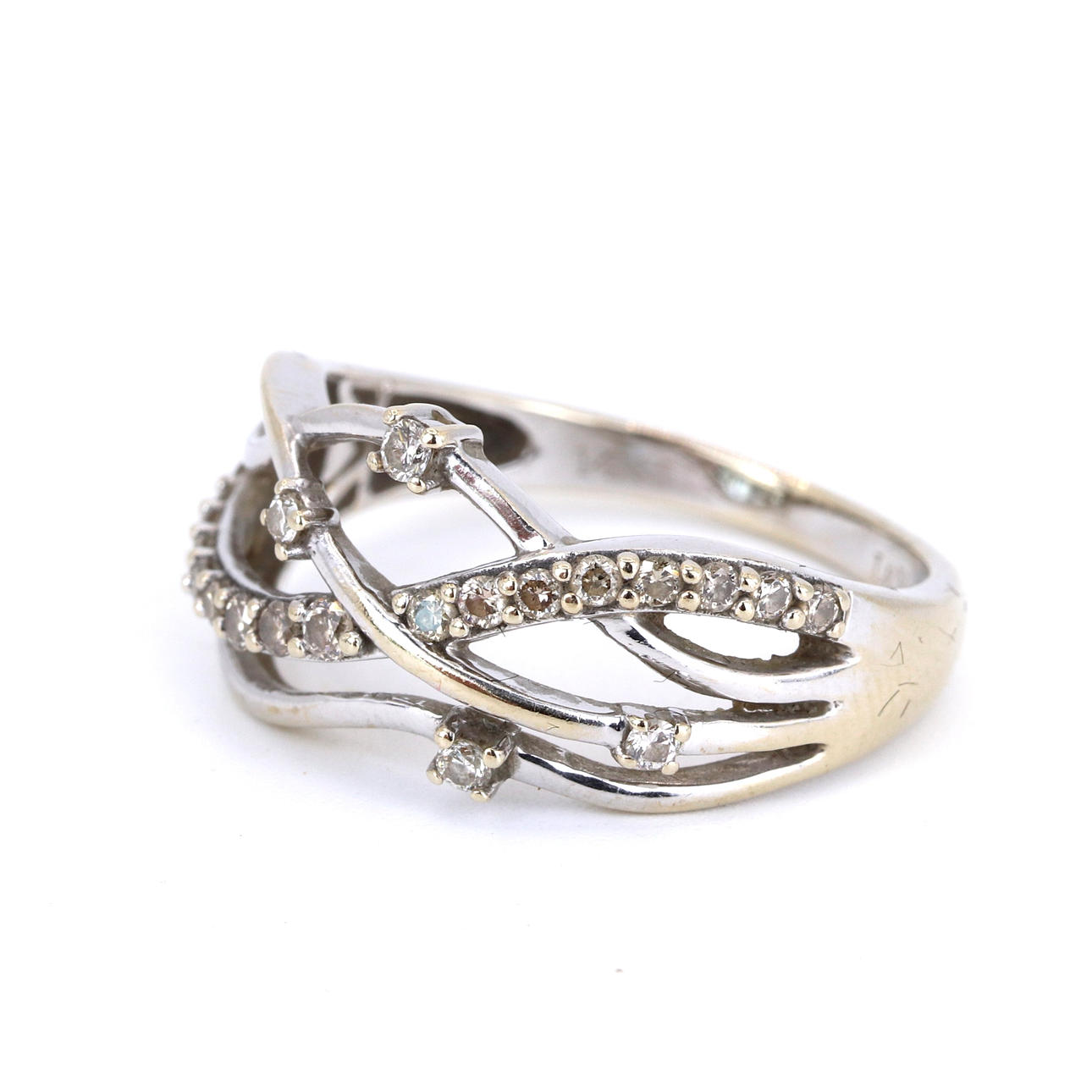 14CT WHITE GOLD DIAMOND CROSSOVER RING. Jewellery & Gemstones - Rings ...
