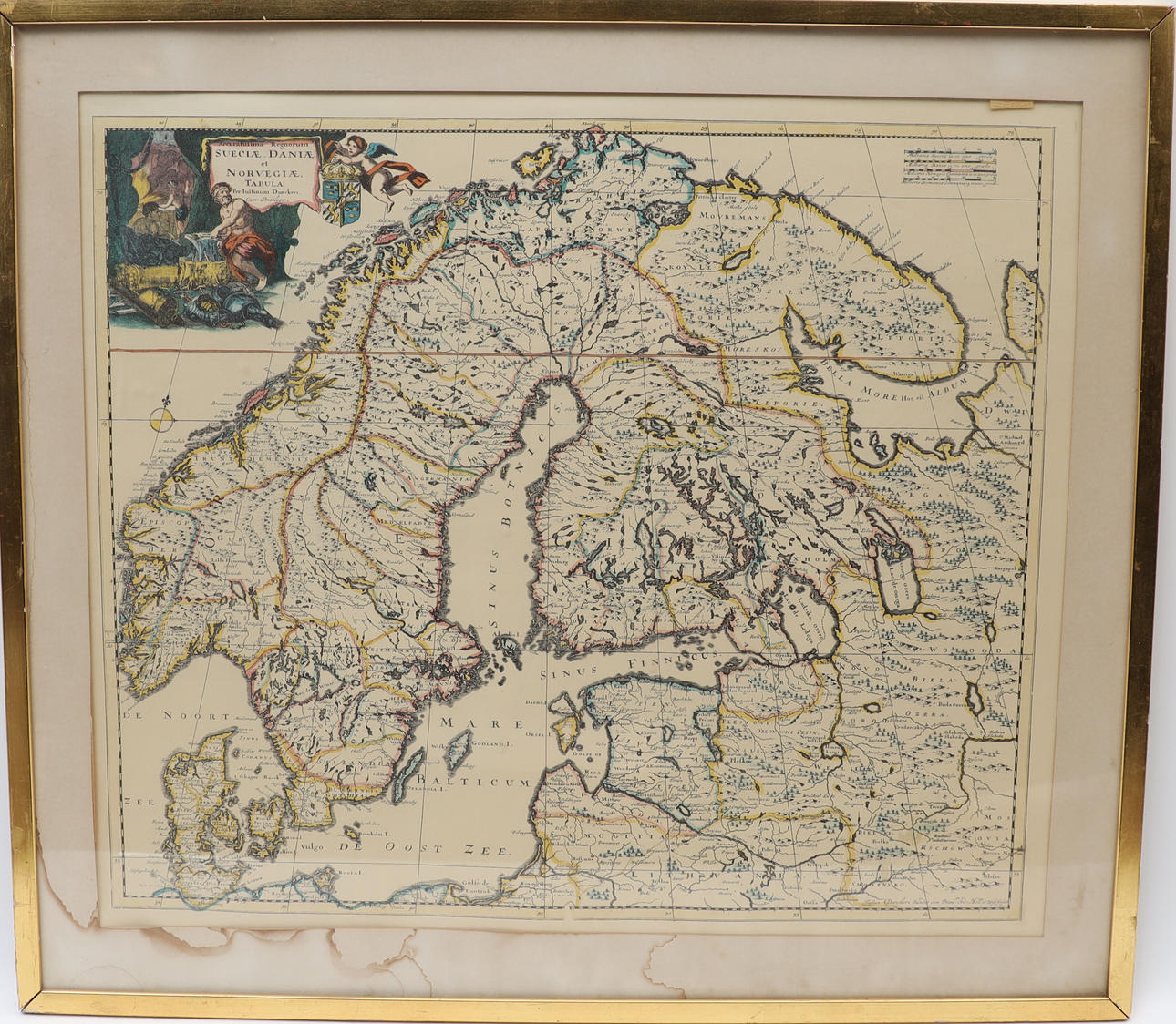 JUSTUS DANCKERTS. efter, handkolorerad karta , 1900-tal.