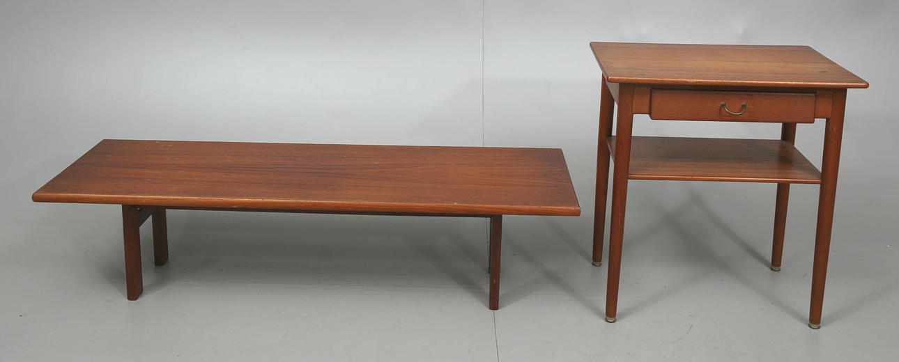 SÄNGBORD OCH BÄNK, teak, 1900-talets mitt.