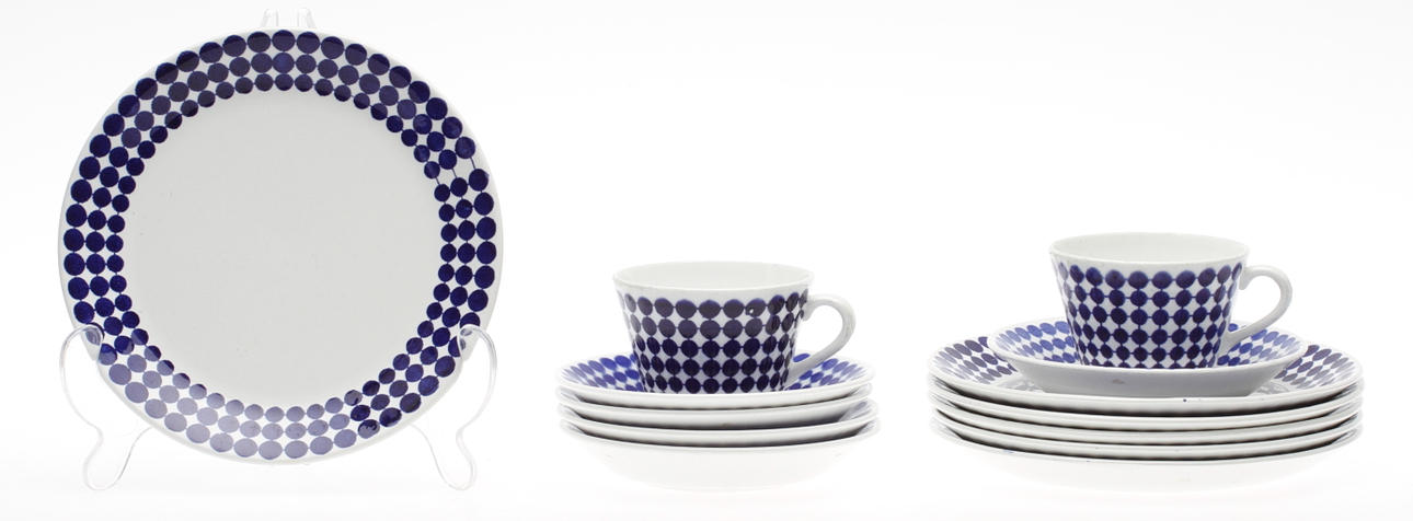 SERVISDELAR, 13 delar, benporslin, "Adam", Stig Lindberg, Gustavsberg.