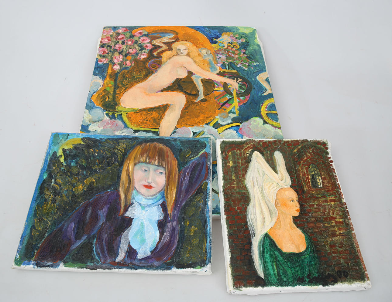 MONA SEILITZ. Olja på duk, 3 stycken, signerade.