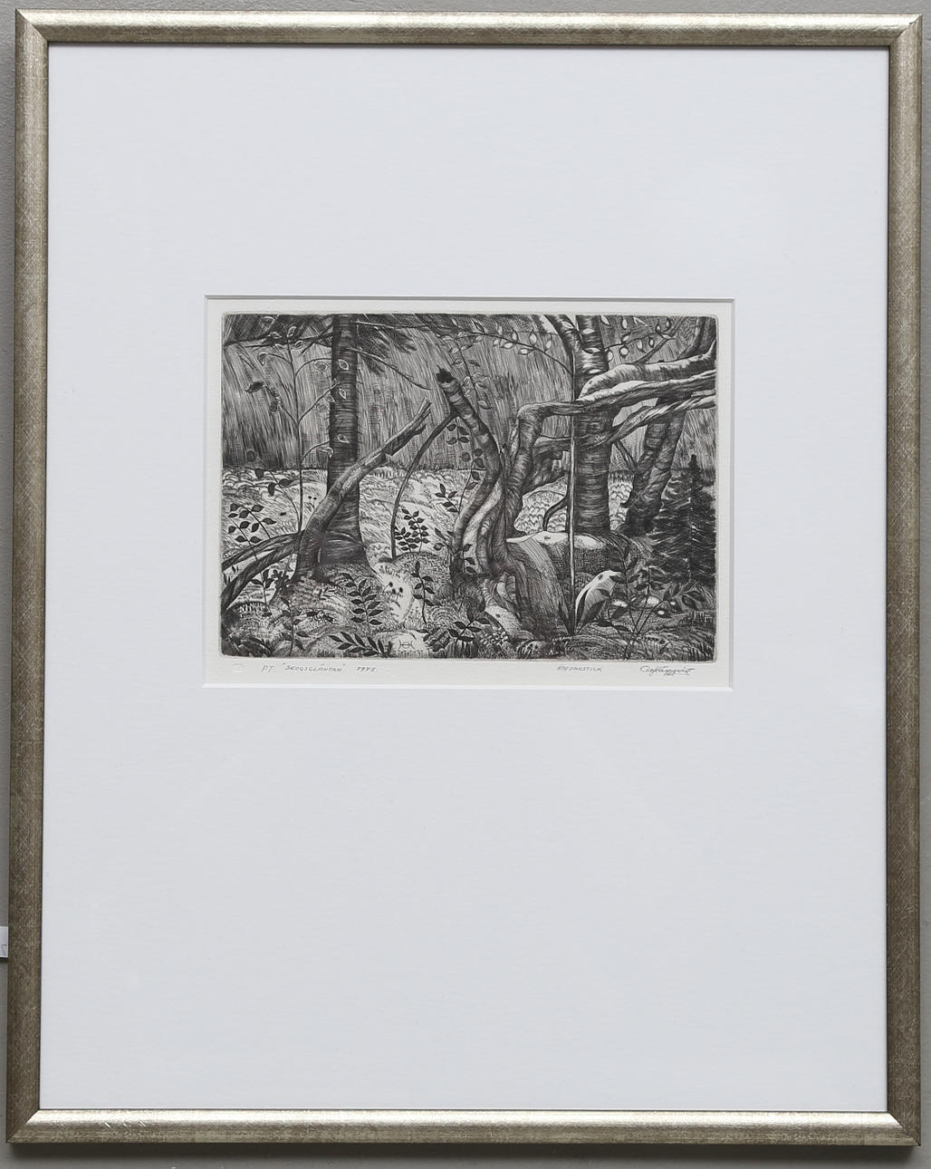 OLOF HÄGGQVSIT. "Skogsgläntan". Kopparstick, PT, signerad och daterad 1975.