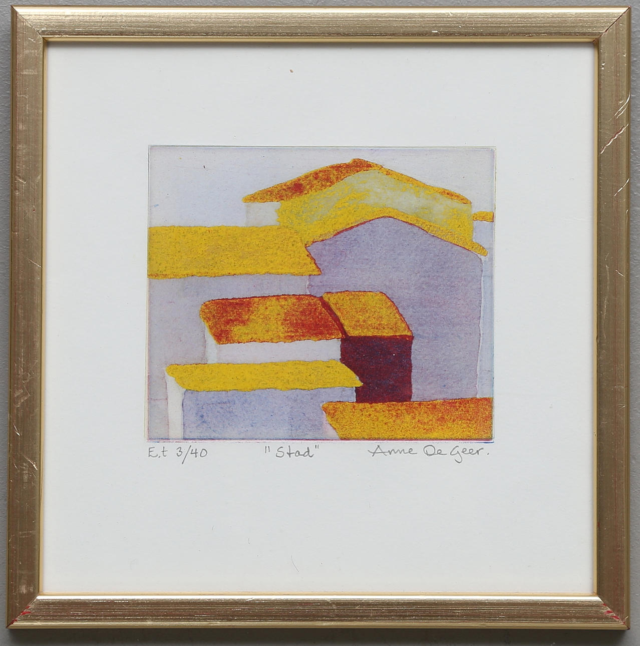 ANNE DE GEER. "Stad". Färgetsning, E.t, signerad och numrerad 3/40.