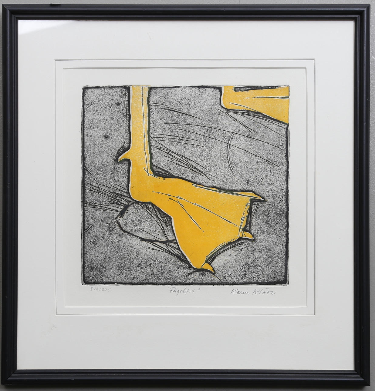 KARIN KLÖÖR. "Fågelfot". Färgetsning, signerad och numrerad 246/275.