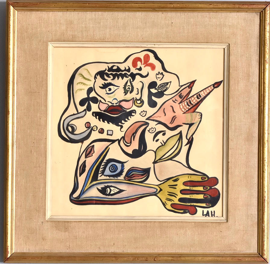 LARS A. HÅKANSSON. akvarell, surrealistisk komposition.