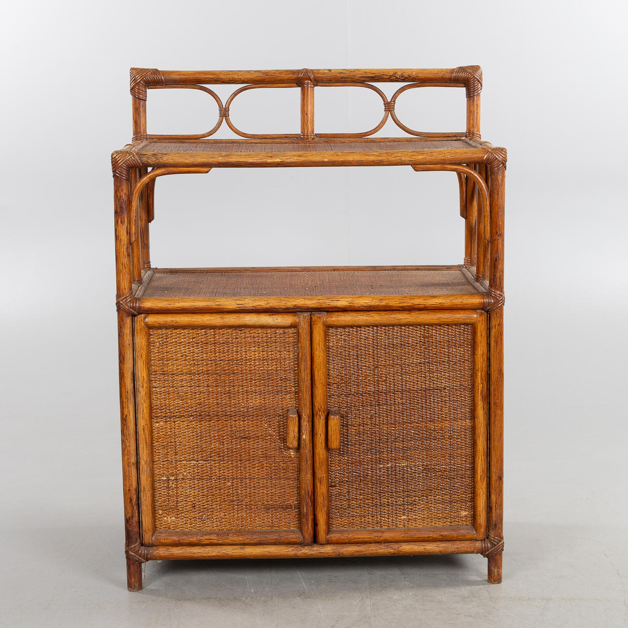 CABINET, colonial style, wood with rattan, first half of the 20th ...