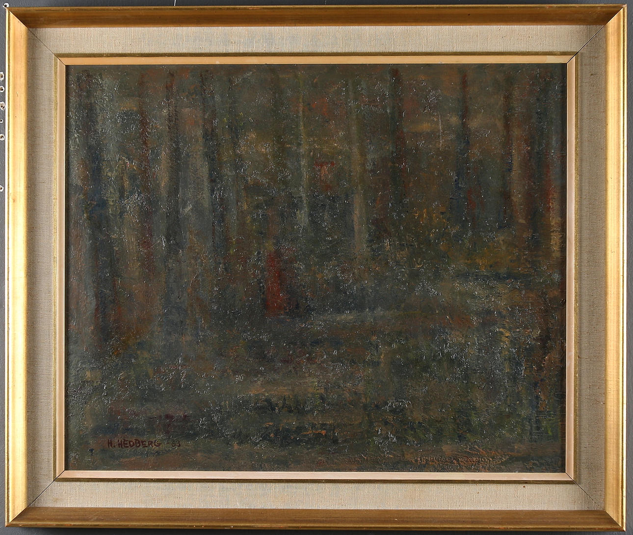 HANS HEDBERG. "Flickan vid tjärnen", olja på pannå, signerad.