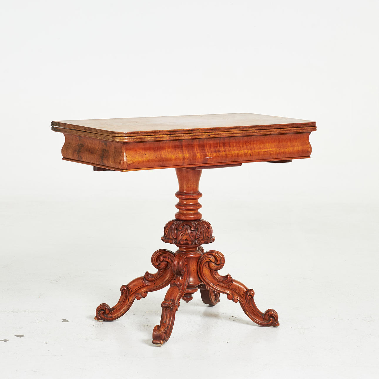 GAMES TABLE. Neo-Renaissance, walnut veneered, backgammon with pieces ...