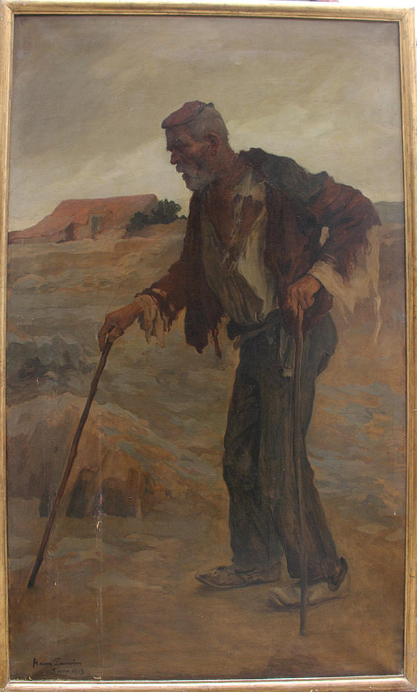 HANS LARWIN. målning, Man i Timno, tidigt 1900-tal.